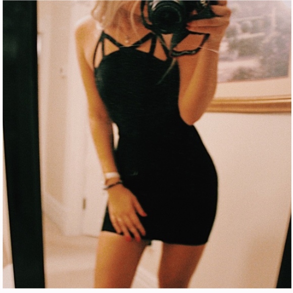 Black Bandage Bebe Dress - Picture 3 of 4